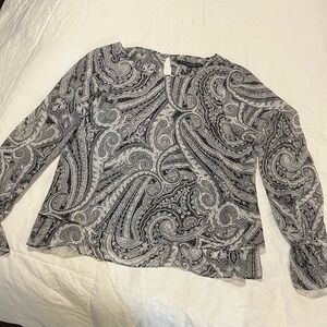 White House Black Market Monochrome Paisley Blouse